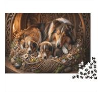 Shetland Sheepdog 1000 Piece Jigsaw Puzzle Woven Vine Nest Concentration Training Leisure Time Perfect for Family Weekend Activities 70x50cm/1000pcs