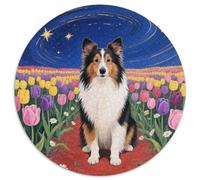 Shetland Sheepdog 1000 Piece Round Puzzles For Adults And Kids Cute Dog Jigsaw Puzzle Creative Unique Challenge Games Stress Reliever Difficult Challenge 1000pcs (67.5x67.5cm)