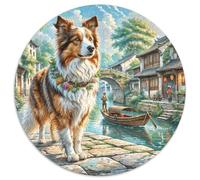 Shetland Sheepdog 1000 Piece Round Puzzles for Kids And Adults Adults Educational Games Colorful Puzzles for Puzzle Gift for Unique Challenge Games 1000pcs (67.5x67.5cm)