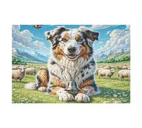 Shetland Sheepdog 1000 Pieces Classic Jigsaw Puzzle Cute Pet Puzzle for Adults Concentration Training Wall Art Mental Exercise Halloween Thick Cardboard 1000 PCS