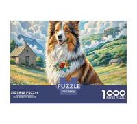 Shetland Sheepdog 1000 Pieces Jigsaw Puzzles For Adults Educational Games Stress Relieving Entertainment Exercise The Memory of The Brain for The Whole for Women, Gifts for Men 38x26cm/