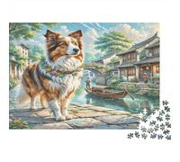 Shetland Sheepdog 1000 Pieces Jigsaw Puzzles for Adults Jigsaws Challenging Game Family Challenging Educational Challenge Home Decoration for Home Decoration Gifts 1000pcs (75x50cm)