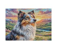 Shetland Sheepdog 300 Piece Complete Jigsaw Puzzle Set Cute Pet Animals Teens Beginners Educational Challenge Puzzle Fans Group Play Anniversary Creativity & Gift Giving 300 PCS