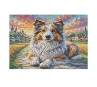 Shetland Sheepdog 300 Pieces Classic Jigsaw Puzzle Cute Pet Animals Puzzle for Adults Concentration Training Wall Art Mental Exercise Halloween Thick Cardboard 300 PCS