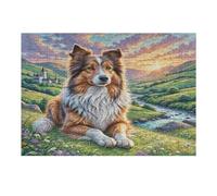 Shetland Sheepdog 300 Pieces Classic Jigsaw Puzzle Cute Pet Animals Puzzle for Adults Concentration Training Wall Art Mental Exercise Halloween Thick Cardboard 300 PCS