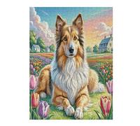 Shetland Sheepdog 500 Piece Count Jigsaw Puzzle Set Cute Pet Animals For Adults Teens 14+ Concentration Training Indoor Game Family Game Night Rigid Cardboard 500 PCS
