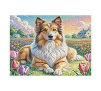 Shetland Sheepdog 500-piece Jigsaw Puzzle Set Cute Pet Family Puzzle Lovers Brain Training Indoor Game Family Game Night Summer Gift Durable Board 500 PCS