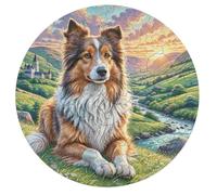 Shetland Sheepdog 68 Piece Circular Puzzle Cute Pet Animals Animal Shape Learning Through Play Educational Puzzle for Kids & Adults Idea Home Decor 68 PCS