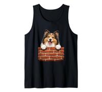 Shetland Sheepdog Brick Wall Design Funny Shetland Sheepdog Tank Top