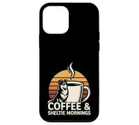 Shetland Sheepdog Coffee & Sheltie Mornings Retro Sunrise Case for iPhone 12 mini
