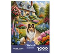 Shetland-sheepdog-floral-garden Jigsaw Puzzles for Adults Interesting Puzzle Game 1000 Piece Educational Games for Adults Gifts 70x50cm/1000pcs