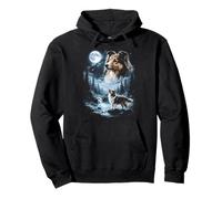 Shetland Sheepdog Howling to the Moon Retro 90's Sheltie Dog Pullover Hoodie