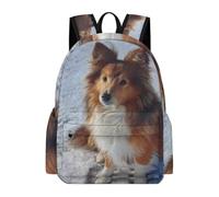 Shetland Sheepdog in The Snowy Classic Backpack Adjustable Shoulder Bag Daypack