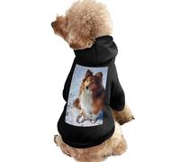 Shetland Sheepdog in The Snowy Dog And Cat Clothes Pet Hoodie Sweatshirt Pullover Soft Coat