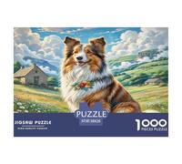 Shetland Sheepdog Jigsaw Puzzles 1000 Pieces Fit Adults Or Families Together Puzzle Game for The Whole for Women Home Decoration 100% Recvcled Cardboard 38x26cm/1000pcs