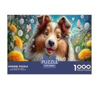 Shetland Sheepdog Jigsaw Puzzles Puzzles for Adults Kids. 1000 Piece Wildflower Meadow Impossible Challenge Toy Home Decoration for Adults& Kids Age 14 Years Up 38x26cm/1000pcs