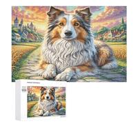 Shetland Sheepdog Jigsaw Puzzles Puzzles for Adults Kids. 1000 Pieces Cute Pet Whimsical Challenge Toy Educational Games Home Decoration for Adults& Kids Age 14 Years Up 1000 PCS