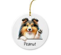 Shetland Sheepdog Memorial Christmas Tree Decorations With Ribbon Christmas Pendant Ceramic Keepsake