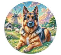 Shetland Sheepdog Puzzle 1000 Piece Jigsaw Good Friend Partner Pet Circular Jigsaws Adults Kids Puzzles Colourful Unique Creative Games Adult Home Decoration Educational 1000pcs (67.5x67.5cm)