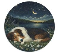 Shetland Sheepdog Puzzle 1000 Pieces Jigsaw Round Jigsaws Adults Kids Puzzles Colourful Unique Creative Games Adult Home Decoration Educational 1000pcs (67.5x67.5cm)