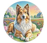 Shetland Sheepdog Puzzle 1000Pc Jigsaw Good Friend Partner Pet Rotundity Jigsaws Adults Kids Puzzles Suitable for Home Decor Impossible Challenging Games Presents Adult Creative(67.5x67.5cm)