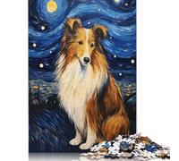 Shetland Sheepdog Puzzle Jigsaws 500 Pieces for Adults Wooden Puzzle Jigsaws for Adults Puzzling for Gift 500pcs (52x38cm)