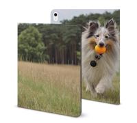 Shetland Sheepdog Running in The Grass Funny Tablet Case Compatible with IPAD 2020 AIR 4 （10.9in） Personality Protective Cover with Pen Slot