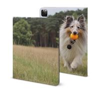 Shetland Sheepdog Running in The Grass Funny Tablet Case Compatible with IPAD Pro 2020 （11in） Personality Protective Cover with Pen Slot