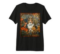 Shetland Sheepdog Sheltie Botanical Garden Art Premium T-Shirt
