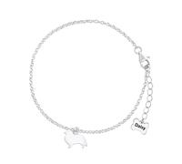 Shetland Sheepdog Silhouette Silver Chain Bracelet - Personalised