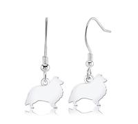 Shetland Sheepdog Silhouette Silver Earrings