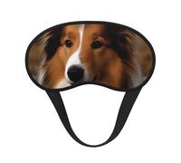 Shetland Sheepdog Sleep Mask for Side Sleeper Soft Breathable Sleeping Eye Mask Blackout Silk Eye Sleep Shade Cover with Elastic Strap Night Blindfold for Women Men Travel Nap