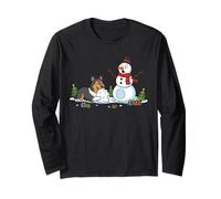 Shetland Sheepdog Snowman Christmas Tree Xmas Womens Mens Long Sleeve T-Shirt