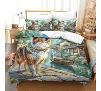 Shetland Sheepdog Three-dimensional Printing Bedding Bedding Ensemble Shetland Sheepdog Duvet Cover Superior Microfiber Encased with Zipper Gentle And Washable Double(200x200cm)