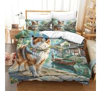 Shetland Sheepdog Three-dimensional Printing Bedding Comforter Set Shetland Sheepdog Bed Cover High-thread-count Fabric Encased with Zipper Gentle And Washable Single(140x200cm)