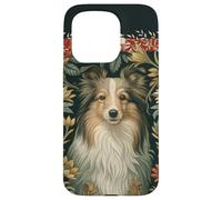 Shetland Sheepdog Victorian Style Sheltie Floral Case for iPhone 15 Pro