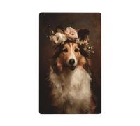 Shetland Sheepdog Wearing Flower Crown Single Toggle Blank Wall Plate Light Switch Cover Decorative 1 Gang for Kitchen Room Bathroom Size 11.4x7cm