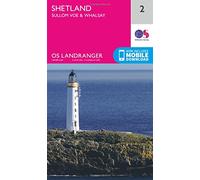 Landranger 2 Shetland Sullom Voe & Whalsay Map With Digital Version, Pink One Size