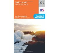 Explorer 470 Shetland - Unst, Yell & Fetlar Map With Digital Version, Orange One Size