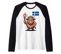 Shetland Viking Highland Cow Up Helly Aa Norse Fire Torch Raglan Baseball Tee