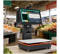 SHEUAO Smart Touch Pos System with High-Precision Scale, 8+128/256g 2g/5g Accuracy, 15kg Max, Recognition, Built-In Printer, Anti-Slip Rubber Feet, for Fast Checkout Black-8+256G