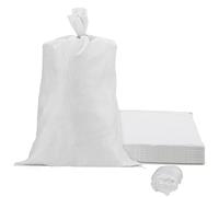 SHEUTSAN 40 PCS White Sandbags, 17.7 x 30.3 Inch Polypropylene Sandbags, Woven Sandbag with White Tying Rope for Flood Control, Hurricane Barriers