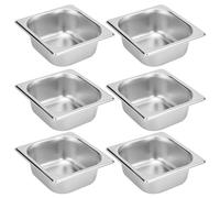 SHEUTSAN 6 PCS Steam Table Pan, 1/6 Size x 2.5 Inch Deep Metal Food Pan, Deep Stainless Hotel Pan for Hotel Restaurant Buffets Party
