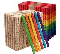 SHEUTSAN 600 PCS 4.5 Inch Sawtooth Wood Craft Sticks, 300 Colorful Sawtooth Wood Craft Sticks and 300 Natural Wooden Popsicle Sticks, Notched Hobby Craft Sticks for DIY Craft Project, Creative Designs