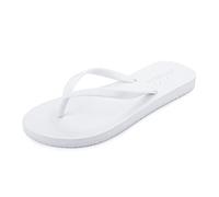 shevalues Slim Flip Flops for Women Beach Rubber Shower Shoes Basic Thong Sandals, White, 36, (Size 3.5-4)