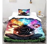 SHEVIOMB Colorful Flames Bedding Set 3D Digital Printing Meditation HumanGrass Duvet Cover Set Chic Breathable Comforter Cover Universal for All Seasons with Pillow Single（135x200cm）