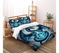 SHEVOVER Black Dragon Ball Bedding Sets Comforter Cover 3 Pcs with 2 Pillowcases 3D Print Black Myth Soft Microfiber Quilt Cover with Zipper Closure for Boys & Girls Double（200x200cm）