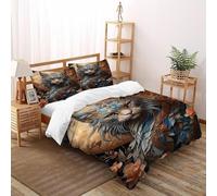 SHEVOVER Cat Dragon Bedding Set King（220x240cm）, Indian Culture Comforter Cover For Kids Boys Girls Teens Animal 3D Print Bed Sets 3Pcs,Decor Bedroom Collection