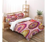 SHEVOVER Donut Bedding Set King（220x240cm）, Food Quilt Set, For Kids Boys Girls Teens Dessert 3D Print Comforter Sets, 3-piece with Zipper Closure