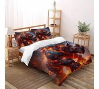 SHEVOVER Flaming Rhinos Bedding Set King（220x240cm）, Animal Quilt Set, For Kids Boys Girls Teens Animal 3D Print Duvet Insert 3Pcs,Decor Bedroom Collection